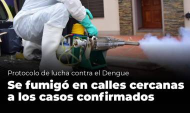 Villa Dolores : Se fumigaron calles cercanas a los domicilios de los casos confirmados de dengue.
