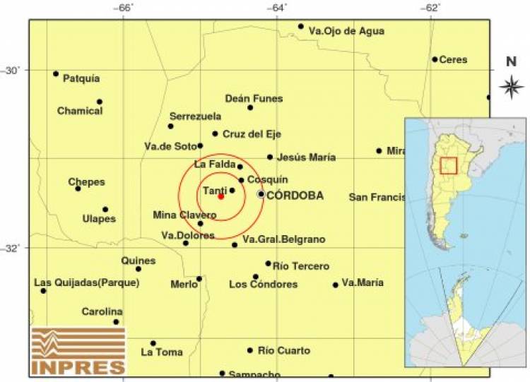 TEMBLOR EN CÓRDOBA : FUE DE 3,3 GRADOS EN LA MADRUGADA DEL DOMINGO 08 DE MAYO.